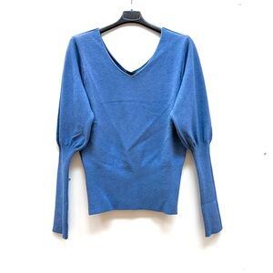 Bella Amore Viscose blend Blue Women's Top Jersey, size S, V-Neck Sweater